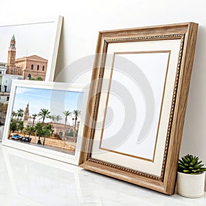 Frame mockup isolated on white background photo