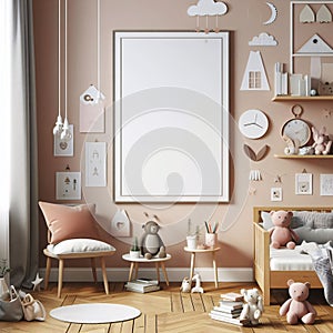 Frame Mockup Perfecting Scandinavian Living Area Generative ai for illustrations photo