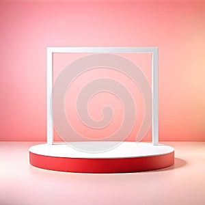 Frame mockup podium with pastelbackground