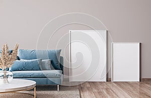 Frame mockup for stylish modern living room with trending home accessories