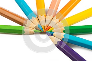 Frame of multicolored pensils isolated