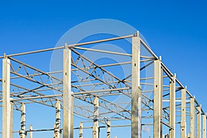 The frame of a new modern factory reinforced concrete structure building
