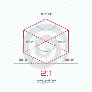 Frame Object in Axonometric Perspective - 2:1 Grid Template