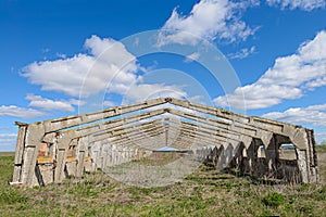 The frame of an old abandoned building