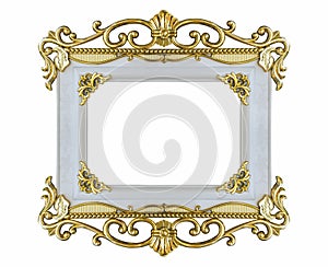 Frame old design stucco vintage isolated white bakcground.