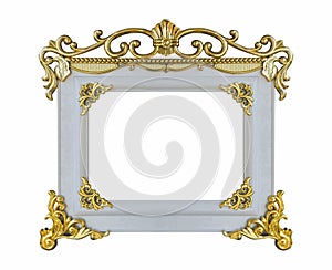 Frame old design stucco vintage isolated white bakcground.