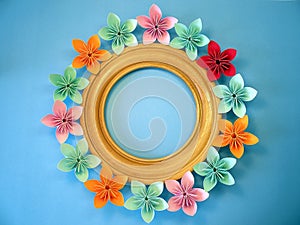 Frame with origami flowers