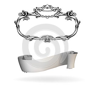 Frame oval vintage baroque flowers