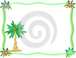 Frame of Palm Tree and Hibiscus Flower