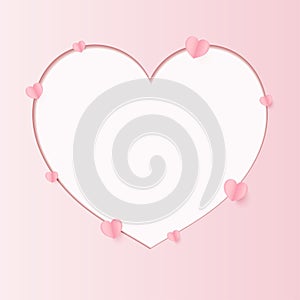 Frame Paper Style love of valentine day , Paper heart , heart outer frame with copy space inner , vector