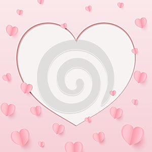 Frame Paper Style love of valentine day , Paper heart , heart outer frame with copy space inner , vector