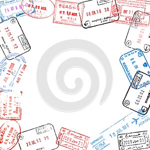 Frame from passport visa stamps