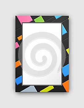 Frame Pattern with Abstract Color Squares on Black
