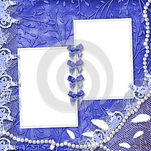Frame for photo with pearls and lace