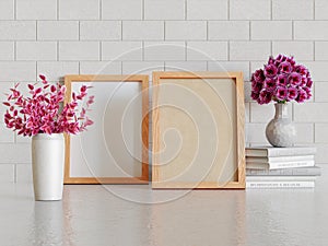 Frame photo and realistic wood textures to show your art design photo