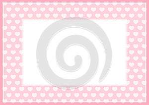 Frame of pink pastel color soft and hearts shape for banner background and copy space white paper, heart shape on pink soft, heart