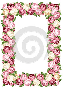 Frame with pink and white vintage roses.