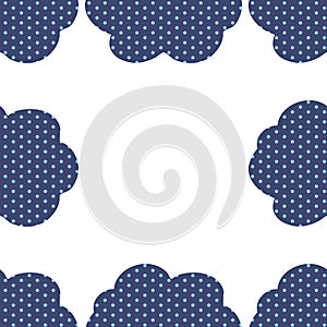 Pop art frame with blue clouds on the white