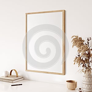 Frame & poster mockup in Boho style interior. 3d rendering, 3d illustration