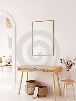 Frame & poster mockup in Boho style interior. 3d rendering, 3d illustration