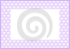 Frame of purple pastel color soft and hearts shape for banner background and copy space white paper, heart shape purple soft
