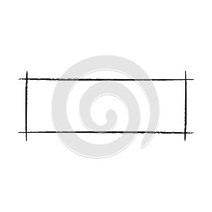 Frame rectangle elongated texture element, outline border grunge shape icon, decorative doodle for design in vector
