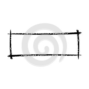 Frame rectangle elongated texture element, outline border grunge shape icon, decorative doodle for design in vector