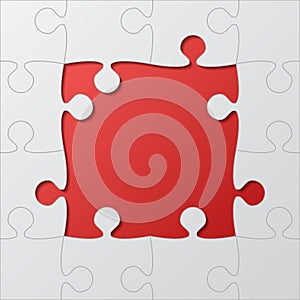 Frame Red Background Puzzle. Puzzle Frame.