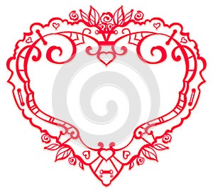 Frame red heart symbol love template greeting card valentine day