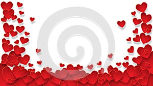 The frame with red hearts on transparent background