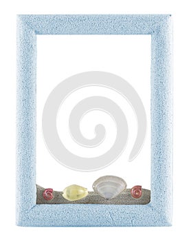 Frame sand sea isolated white background.