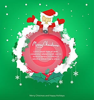 Frame santa and leaf for christmas ,copy space,vector