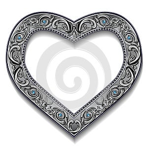 Frame in the shape of heart with blue topaz