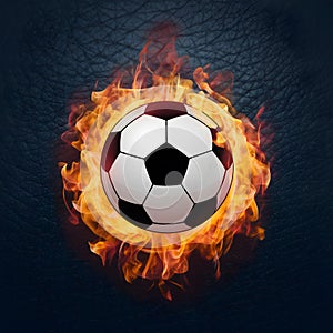 Frame Soccer ball engulfed in vibrant flames, symbolizing intensity