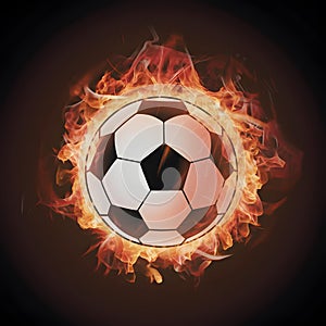 Frame Soccer ball engulfed in vibrant flames, symbolizing intensity