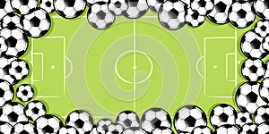 Frame of soccer balls on soccer pitch