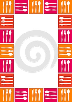 Frame with spoon, knife and fork