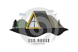 A-frame tiny house. Vector illustration in flat style