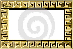 Frame with traditional vintage Golden Greek ornament,  Gold pattern for decorative tiles