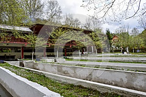 A frame from a trout production facility