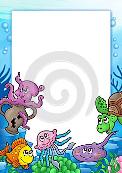 Frame with various marine animals