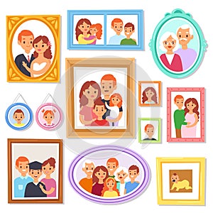 Frame vector framing picture or family photo on wall for decoration illustration set of vintage decorative border for