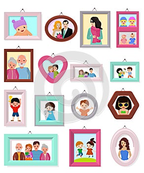 Frame vector framing picture or family photo for wall decoration illustration set of vintage decorative border for