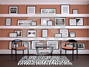 frame on the wall in the room.