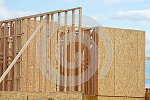 frame and walls of a new plywood house