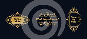 Frame wedding collection with vintage luxury ornament concept