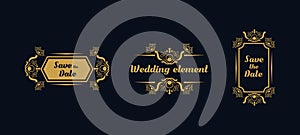 Frame wedding collection with vintage luxury ornament element