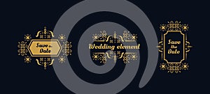 Frame wedding collection with vintage luxury ornament illustration