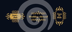 Frame wedding collection with vintage luxury ornament vector