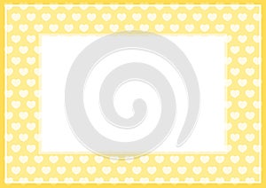 Frame of yellow pastel color soft and hearts shape for banner background and copy space white paper, heart shape on yellow soft